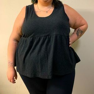 Dark Gray Babydoll-Style Top